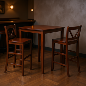 Ensemble de table haute 3 pièces avec 2 tabourets de bar à dos en V Inglewood - Product Image 2