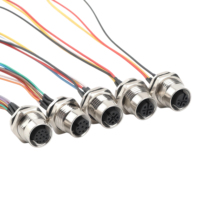 Connecteur circulaire IO-Link DIN M12 HYF pour automatisation industrielle, étanche IP67, montage sur panneau, prise femelle, soudure, système d'énergie solaire