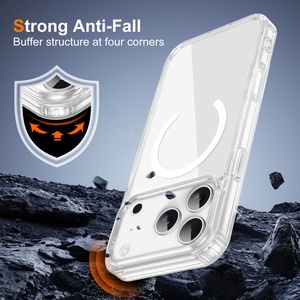 Chống vàng cho iPhone 17 Pro Max rõ ràng minh bạch chống sốc Acrylic <span class=keywords><strong>TPU</strong></span> không dây sạc điện thoại từ bìa cho iPhone - Product Image 4
