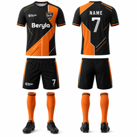 Uniforme de Fútbol Personalizado para Clubes, Naranja y Negro, Estilo Bauhaus, Energético, de Secado Rápido, Transpirable, 100% Poliéster, Ropa Deportiva para Equipos