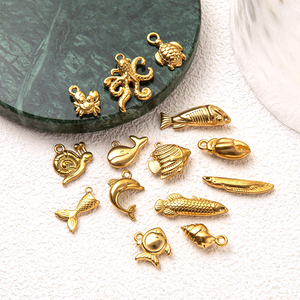 Golden Animal <b>Kingdom</b> | 18K PVD Gold Stainless Steel Pendants for Jewelry Making | Elephant Owl Snake Dolphin Lizard Deer Charms - Product Image 5