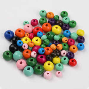 Colored Wooden <b>Beads</b> Mixed Color Round 600 Pieces For Diy Craft Jewelry Making Home Decoration Children's Toy <b>Set</b> - Product Image 4