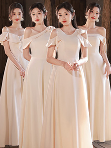 Nouvelle Robe de Demoiselle d'Honneur Couleur Champagne 2026, Robe de Demoiselle d'Honneur Simple pour la Saison Estivale - Product Image 1