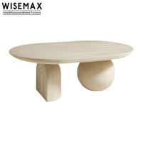 WISEMAX FURNITURE Meubles de salon modernes Canapés Table basse en bois massif de forme ovale avec pieds en forme de boule Table basse pour le café et le thé