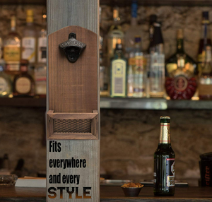 Apribottiglie <span class=keywords><strong>a</strong></span> parete in <span class=keywords><strong>legno</strong></span> con tappo Catcher stile Vintage regali per gli uomini amanti della birra Gadget da cucina - Product Image 4