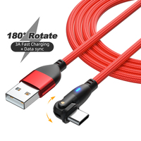 Nouveaux produits bon marché tendance Rotation à 180 degrés Nylon tressé en forme de L Android iOS téléphone portable chargeurs rapides cordon USB câbles de données