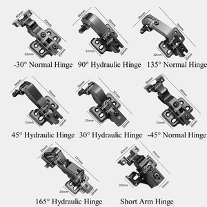 Dobradiças de Armário Americanas <span class=keywords><strong>Mini</strong></span> <span class=keywords><strong>Hinge</strong></span> com Fechamento Suave, Braço Curto, Hidráulicas, Revestidas em Preto, Ajustáveis para Portas de Alumínio e Vidro - Product Image 3
