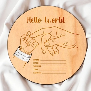 BOGE DIY Bois <span class=keywords><strong>Carte</strong></span> Bébé Nouveau-né Décoration Chambre de Bébé Support Bracelet de <span class=keywords><strong>Naissance</strong></span> d'Hôpital - Product Image 1