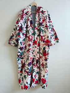 Robe kimono en velours à imprimé animal jungle pour femmes, col en V, manches longues, longueur totale, décontractée, luxueuse, pour l'hiver - Product Image 3