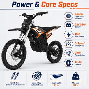 Motocicleta Todoterreno Dirt Bik Extreme Sports, Potente, 72V 25AH - Product Image 2