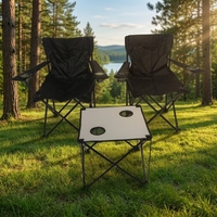 Ensemble table et chaises pliantes carrées portables en acier et tissu Oxford, faciles à ranger, idéales pour le camping, les loisirs et les pique-niques en extérieur