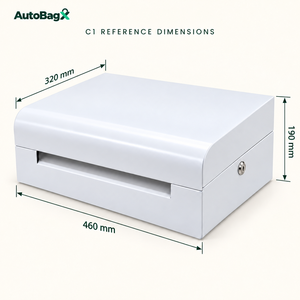 Distributeur de sacs automatique vertical de comptoir AutoBagX C1 personnalisé, moderne et verrouillable pour caisse de supermarché, avec option TPV - Product Image 2