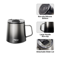 Tasse de bureau isotherme 8 oz (237 ml) avec poignée, revêtement céramique, couvercle coulissant amovible, en acier inoxydable 316 à double paroi sous vide