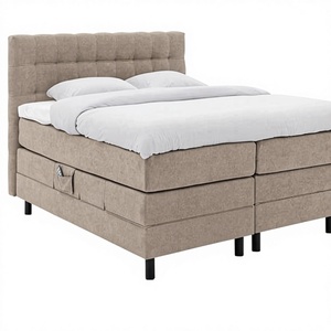 Base de lit moderne réglable capitonnée en velours/lin avec <span class=keywords><strong>sommier</strong></span> à ressorts métalliques/bois/à poches/en mousse - Product Image 1