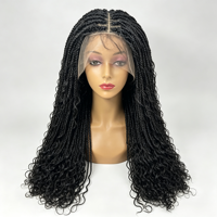 Perruque Lace Front Dreadlocks Brun Clair en Fibre Haute Température, Sans Colle, Ligne de Cheveux Naturelle, Perruque Instantanée Africaine Effet Noodles