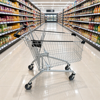 Chariot de courses pliable en acier galvanisé avec poignée réglable, étanche et pratique pour supermarchés et épiceries (vente en gros)