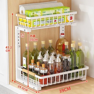 Étagère de rangement coulissante en métal à 2 niveaux pour épices de cuisine, à installer sous le comptoir, pour armoire - Vente en gros - Product Image 4