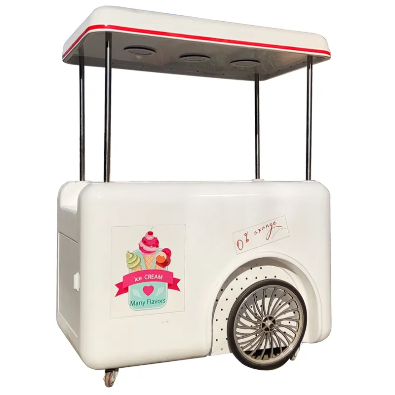 2023 New Design Ice Cream Cart with Deep Freezer Customized Cart for Shopping Mall