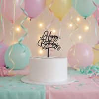 Nouveaux décorations de gâteau en acrylique faites à la main, textes simples, pour anniversaire, Noël et Nouvel An, décoration de table de dessert