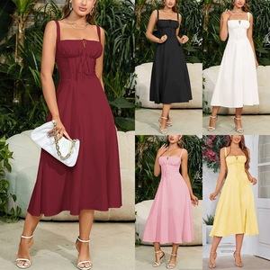 Abito Modellante Estivo da Donna 2024 con Collo Halter, Vita Regolabile con Cordoncino e Design con Spacco Laterale - Product Image 2