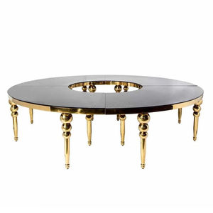 Bàn Mặt Trăng Bằng Thép Không Gỉ Bàn Đám Cưới Đính Đá Serpentine Nửa Vòng Cho Khách Sạn - Product Image 1