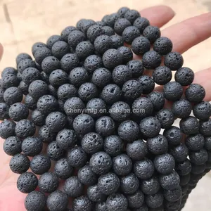 Perline di pietra lavica di colore nero perline di cristallo sfuse perline
