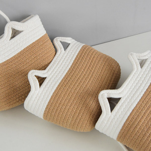 Three Tier Cat Ear <b>Wall</b> Hanging Storage Basket White Khaki Punch Free Organizer For Toys And <b>Books</b> - Product Image 4