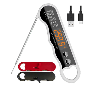 Thermomètre numérique rechargeable pour viande, grande écran LED, construction métallique, étanche IPX6, design pliable pour barbecue - Product Image 1