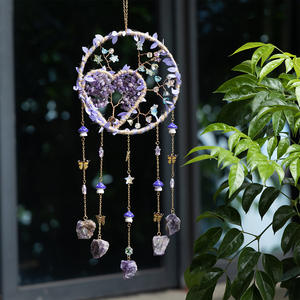 <span class=keywords><strong>Attrape</strong></span>-rêves Arbre de Vie en pierre de cristal, tissage artisanal, carillon éolien, décoration de chambre d'inspiration nordique - Product Image 1