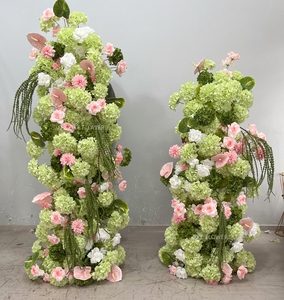 Accessoires de photomaton : Hortensias vert foncé <span class=keywords><strong>Venus</strong></span>, Roses roses, Fleurs artificielles, Ranunculus, Housse de coussin, Fleurs pour arche de toile de fond pour mariages - Product Image 2