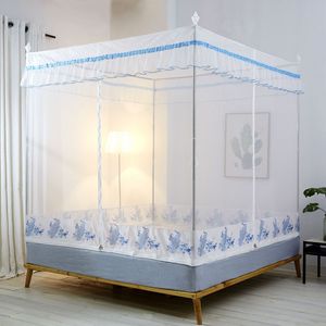 Nouvelle Installation Simple de lit Double Double couleur carré support supérieur tente fer <span class=keywords><strong>Art</strong></span> peinture carré moustiquaire peut être en gros - Product Image 1