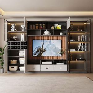 LED Floating Wall Mounted <b>TV</b> <b>Stand</b> <b>Portable</b> for Modern Luxury Living Room and Hotel Use with Wooden Furniture Unit Design - Product Image 4