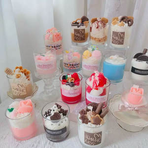 Venta al por mayor personalizado hecho a mano DIY comida novedad vela lujo helado aromático postre velas para Navidad decoración del hogar regalos de fiesta - Product Image 1