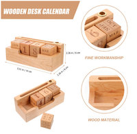Vente en gros Calendrier de bureau en bois de style art populaire personnalisé Cube de bureau Bloc de construction Base de calendrier avec logo
