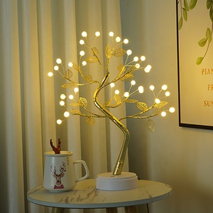 Lámpara de Mesa con Atmósfera Romántica, Centro de Mesa LED con Forma de Árbol Bonsái, Sensor Táctil, Cable de Cobre, con Hojas Doradas - Product Image 2