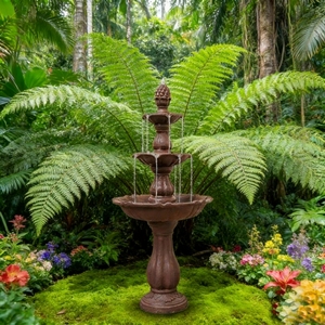 Air Mancur Taman Dekoratif Resin 3 Tingkat Portabel Tenaga Surya Buatan Tangan untuk Mandi Burung - Product Image 2