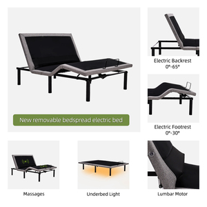 โครงเตียงปรับระดับไฟฟ้า GamePro เตียงเกมมิ่งปรับได้ ไฟ LED อัจฉริยะ ขนาด <span class=keywords><strong>Twin</strong></span> <span class=keywords><strong>XL</strong></span> Queen พร้อมโหมดทีวี - Product Image 2