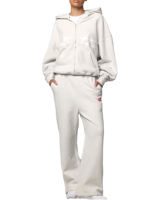 Ensemble de survêtement pour femme avec logo personnalisé, sweat-shirt surdimensionné, pantalon droit et pantalon de survêtement, ensemble de tenue de sport deux pièces