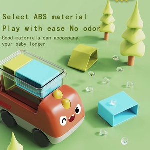 บล็อกตัวต่อรถยนต์รูปไดโนเสาร์สำหรับเด็กทารกน่ารักของเล่นรถบรรทุกไดโนเสาร์แบบกดแล้วเล่นเกมเชิงตรรกะคิดดีไซน์ใหม่ - Product Image 5