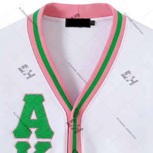 Suéter de Punto Personalizado al por Mayor con Logotipo Bordado, Suave y Acogedor, 100% Algodón, Letra Griega, Cárdigan de Punto Alpha 1908 para Mujer - Product Image 1