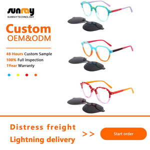 Montures optiques en acétate pour enfants avec clip polarisé magnétique Lunettes de soleil à pince avec logo personnalisé pour enfants Lunettes magnétiques mode OEM - Product Image 2