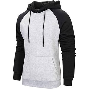 Wielsscca Mens Hoodie <b>Raglan</b> Sleeve Fleece Color Block Long Sleeve Sweatshirt With Pocket Casual <b>Top</b> Breathable - Product Image 1