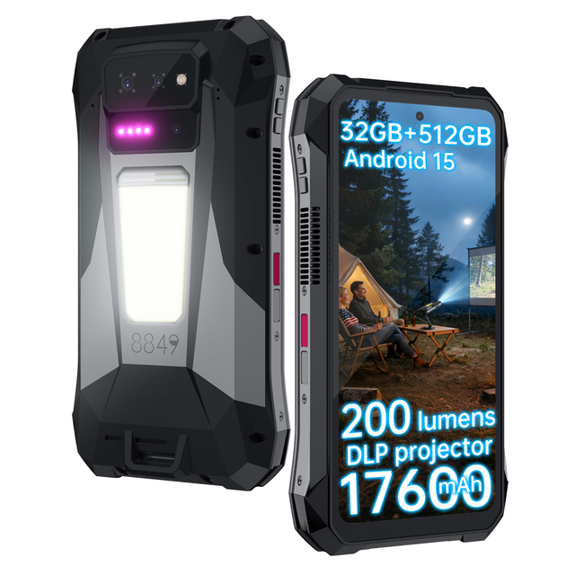 Unihertz 8849 Tank X Projector Rugged Phone 16GB+512GB Night Vision 6.78 inch Android 15 17600mah Smartphone with LED Flash
