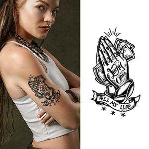 Autocollant de <span class=keywords><strong>tatouage</strong></span> temporaire personnalisé réaliste pour hommes Old School, boîte à encre, transfert d'eau, faux <span class=keywords><strong>tatouage</strong></span> semi-permanent au henné étanche - Product Image 2