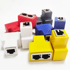 Alta calidad negro blanco Azul Rojo amarillo RJ45 1 a 2 adaptador divisor de red 8P8C RJ45 conector LAN