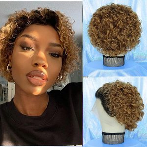 Perruques Bob Frontal complètes en dentelle pour femmes, coupe courte au carré avec <span class=keywords><strong>dégradé</strong></span>, violet et bleu, boîte originale - Product Image 5