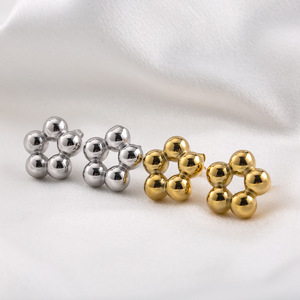 <b>Stud</b> Earrings Geometric Floral Pattern Gold Silver <b>Titanium</b> Steel For Men And Women Fashion Jewelry - Product Image 2