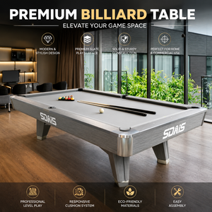 Tavolo da Biliardo Americano Moderno Sundays X5 9ft con Sponde in Legno <span class=keywords><strong>di</strong></span> Quercia Massello, Tavolo Professionale da Biliardo a 9 Palle con Piano in Ardesia Premium per Casa - Product Image 1