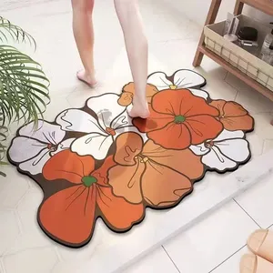 Blumen form Boden matte Schnellt rocknende Badezimmer teppiche Wohnzimmer Großer Teppich Gummi Rutsch fester Boden Leicht zu reinigen Einfaches Kit