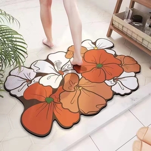 Tapis <span class=keywords><strong>de</strong></span> sol en forme <span class=keywords><strong>de</strong></span> fleur à séchage rapide, tapis <span class=keywords><strong>de</strong></span> salle <span class=keywords><strong>de</strong></span> bain, salon, grand tapis en caoutchouc, fond antidérapant, facile à nettoyer, <span class=keywords><strong>Kit</strong></span> Simple - Product Image 1